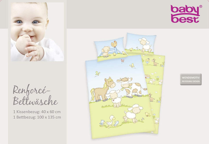 Herding Baby Best Kleinkinder-Bettwäsche-Set, Jana Bauernhof Tiere Wendemotiv, Bettbezug 100 x 135 c