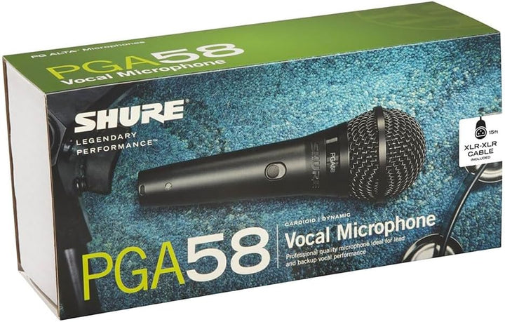 Shure PGA58 Dynamisches Mikrofon-Handheld-Mikrofon für Gesang mit Cardioid-Aufnahmemuster, diskreter