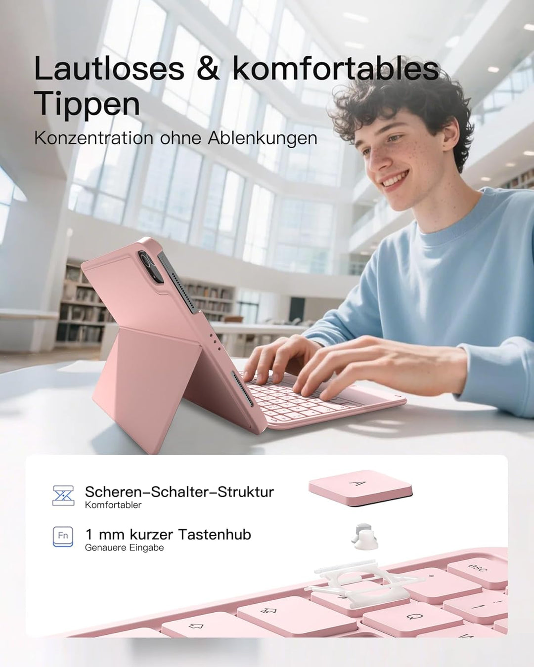 Inateck Hülle mit Tastatur,Ultraleichte Tastatur für iPad 10/11 Generation A16 2025 11 Zoll,iPad Air