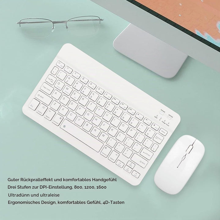 Bluetooth-Tastatur-Maus-Kombination, Ultradünnes, Leises, Kompaktes, Schlankes, Kabelloses Tastatur-