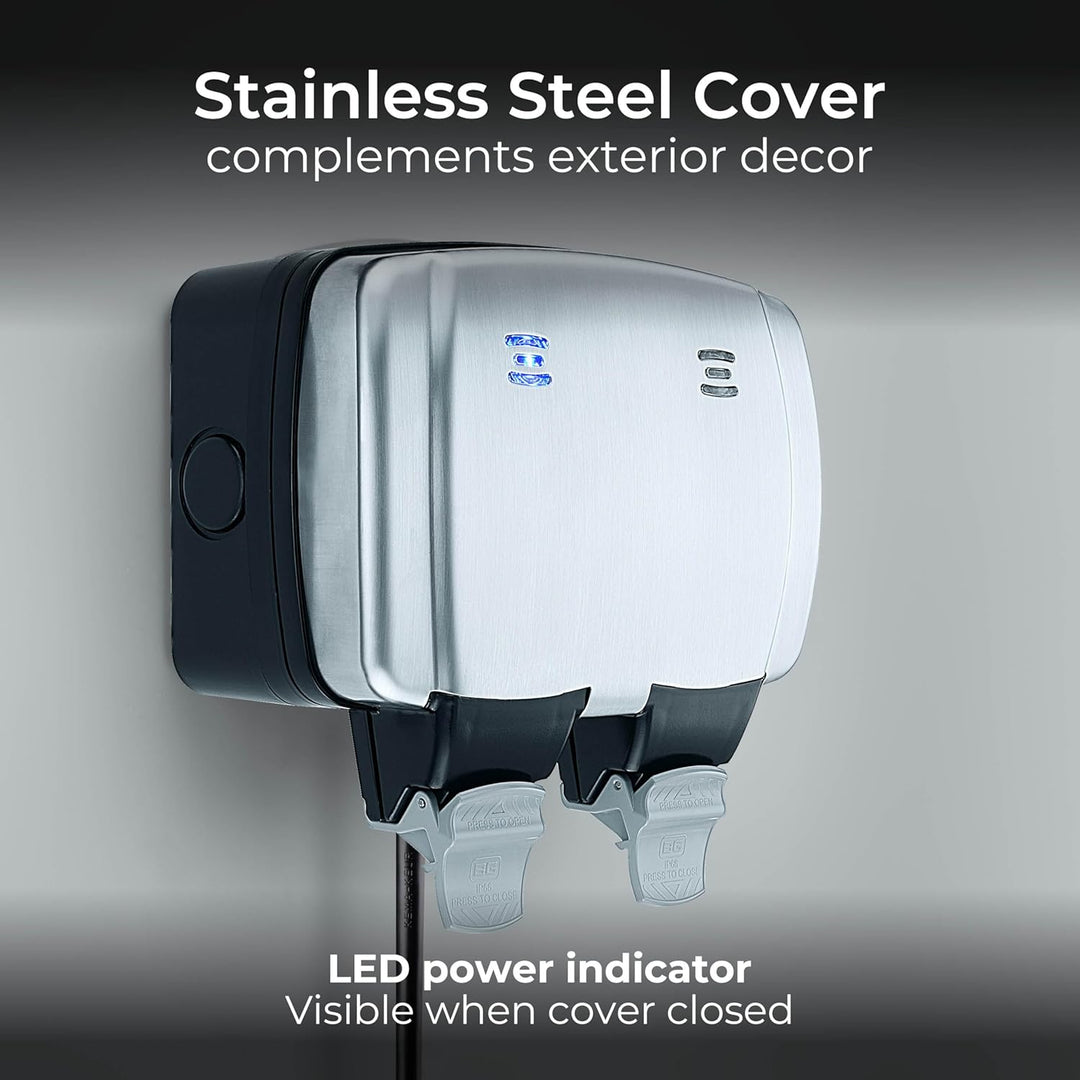 BG Electrical WPL22 IP66 2-Fach 13 A dekorative wetterfeste Schaltersteckdose für den Aussenbereich