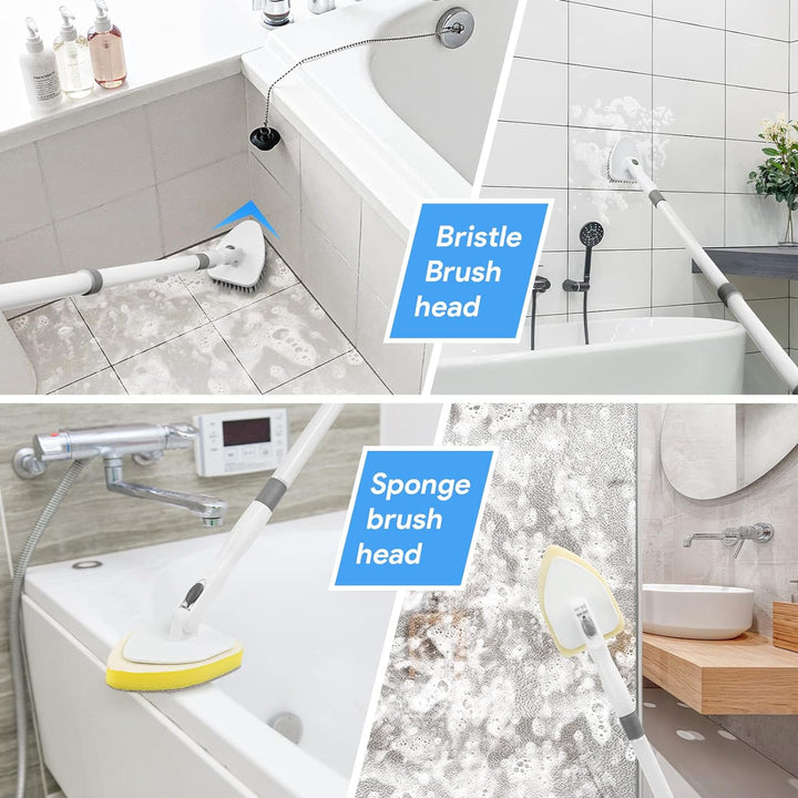 3 in 1 Schrubber mit Stiel, Scrubber Dusche Reinigungsbürste 130.81CM Abnehmbarer Langer Griff steif