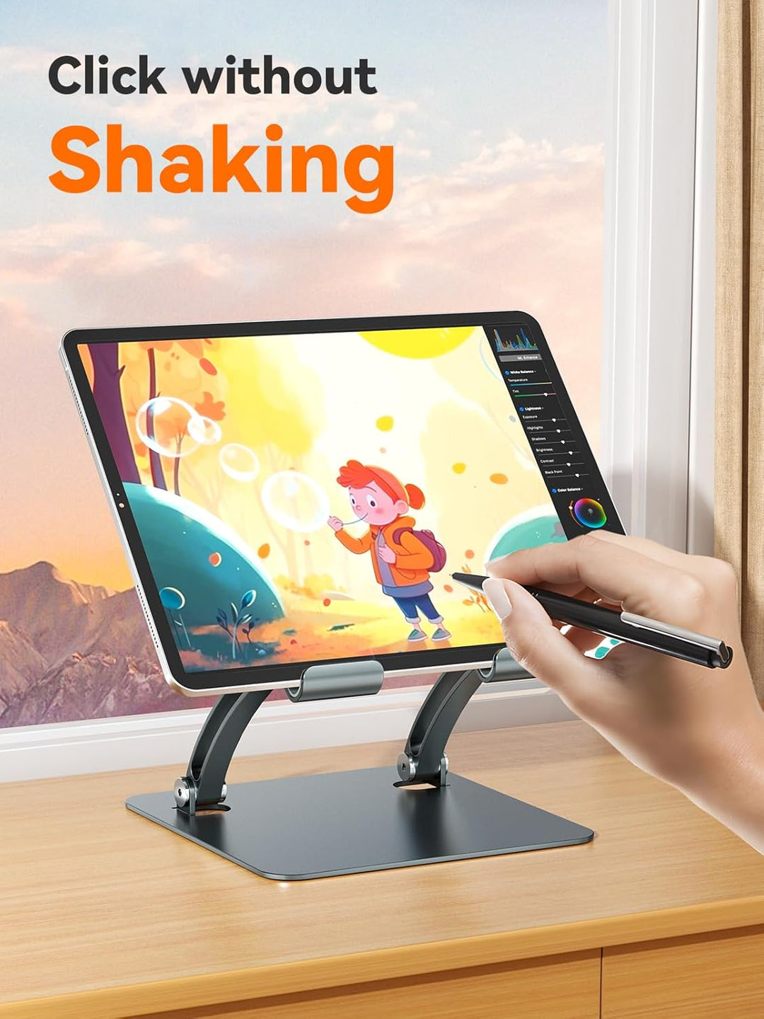 tounee Verstellbarer Tablet Ständer aus Aluminium, Doppelstangen-Design, für Tablets 4–17.3", iPad 1