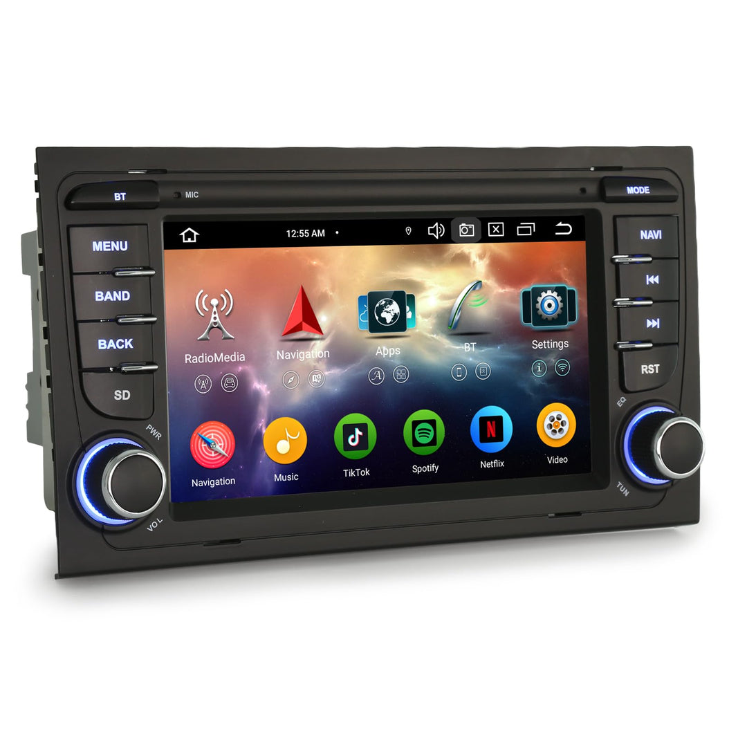 Erisin 8-Kern 4GB+64GB 7 Zoll Android 14 Autoradio Bluetooth mit GPS Navi für Audi A4 S4 RS4 RNS-E S