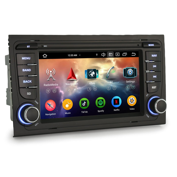 Erisin 8-Kern 4GB+64GB 7 Zoll Android 14 Autoradio Bluetooth mit GPS Navi für Audi A4 S4 RS4 RNS-E S