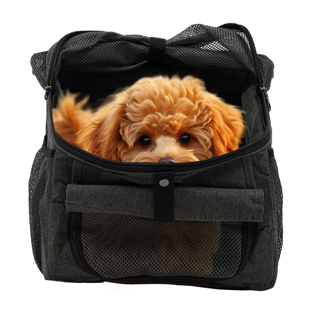 Hundekorb Fahrrad Vorne, Faltbarer Fahrradtasche mit Mesh-Fenstern &amp; Sicherheitsgurt, Hundefahrradko