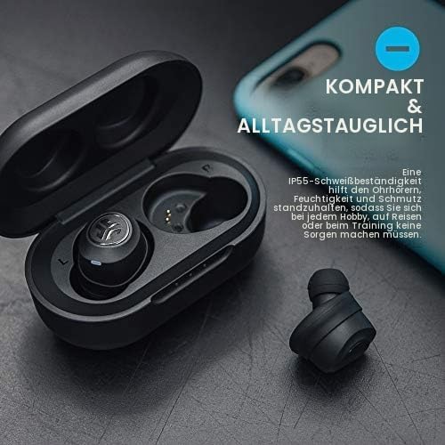 JLab JBuds Air True Wireless Signature Bluetooth-Ohrhörer + Ladehülle, Schwarz, IP55 Schweissresiste