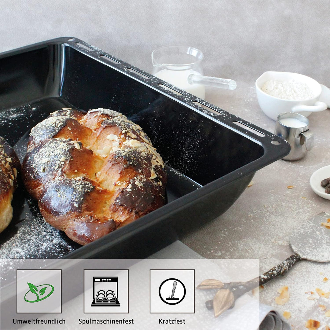 ICQN Backblech 465 x 370 x 60 mm Tief, Emailliert Fettpfanne für Backofen und Herd, Passend für Bosc
