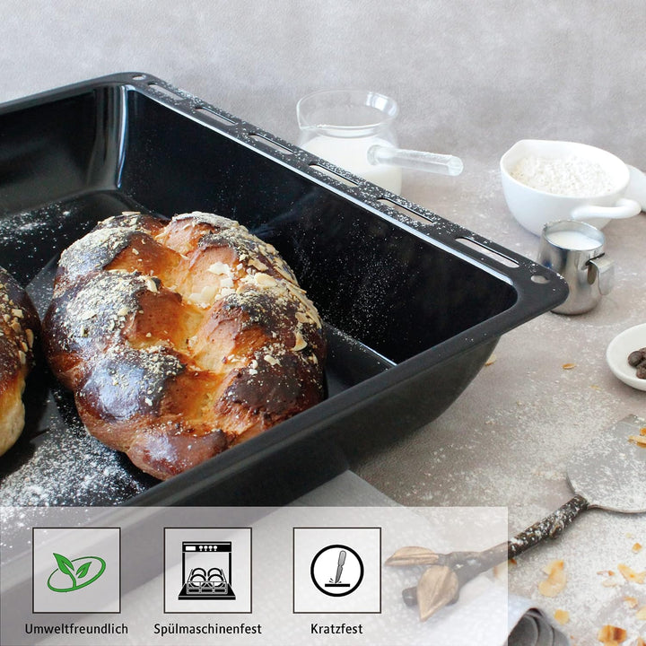 ICQN Backblech 465 x 370 x 60 mm Tief, Emailliert Fettpfanne für Backofen und Herd, Passend für Bosc