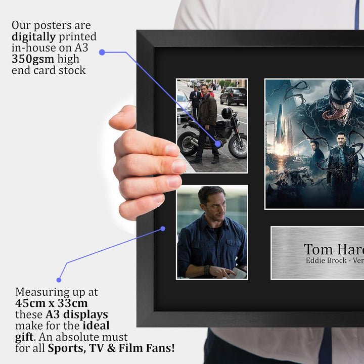 HWC Trading FR A3 Tom Hardy Venom Gifts Autogramm, gedruckt, signiert, für Film-Fans, gerahmt, A3 To