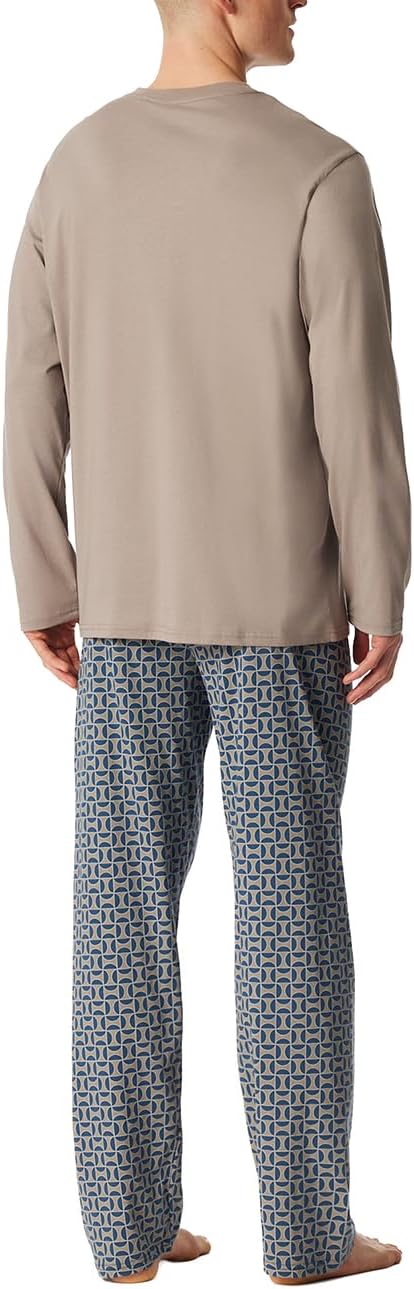 Schiesser Herren Schlafanzug lang - Nightwear Set 25 Braungrau_180262, 25 Braungrau_180262