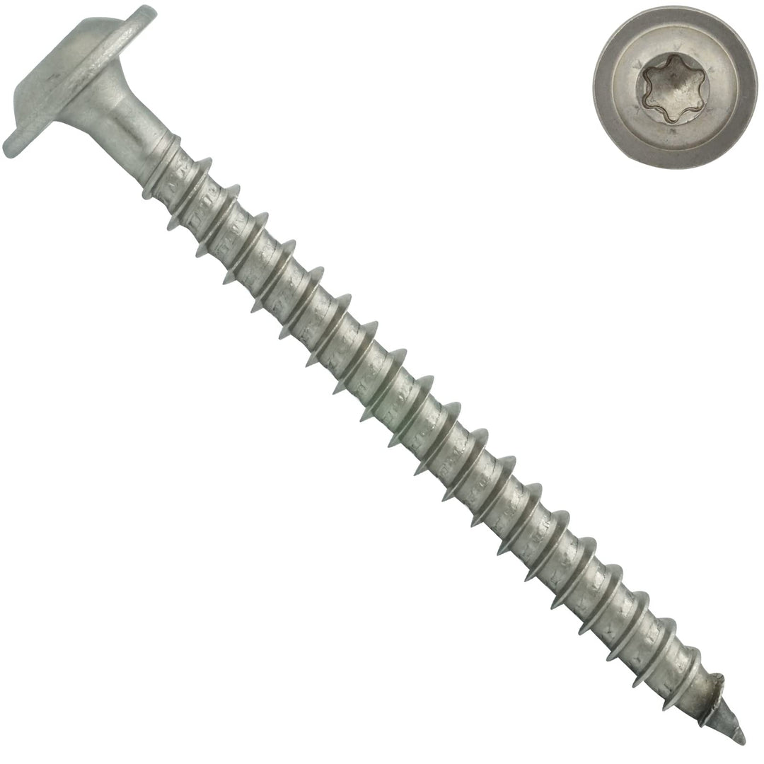 Tellerkopf-Holzbauschrauben mit Innensechsrund (TX) - 4,5 x 90/54 mm - 200 Stück - mit Schneidkerbe