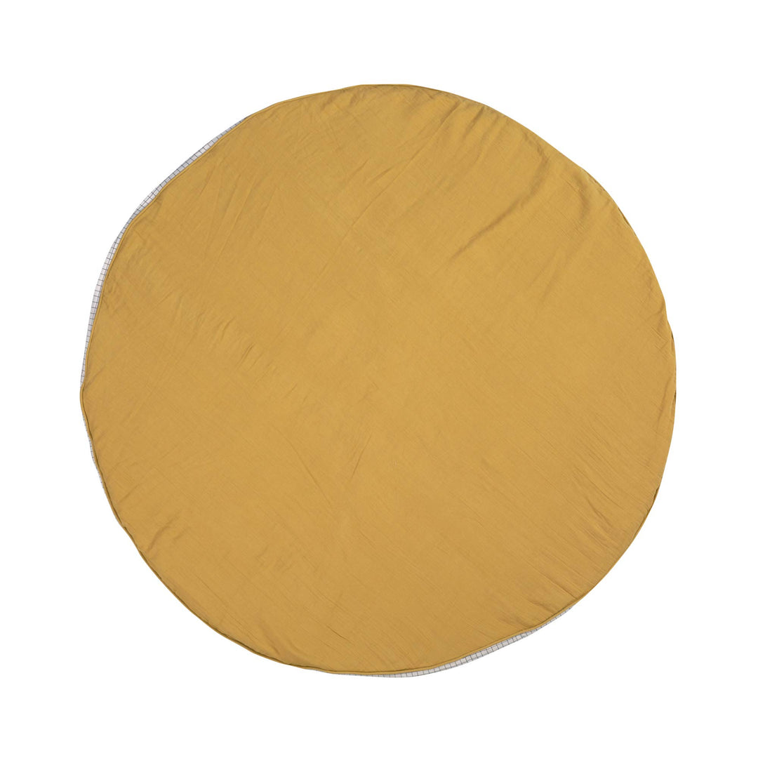 LÄSSIG Krabbel-und Spieldecke aus Muslin Bio-Baumwolle waschbar/Seat Cushion Muslin senfgelb, Senfge
