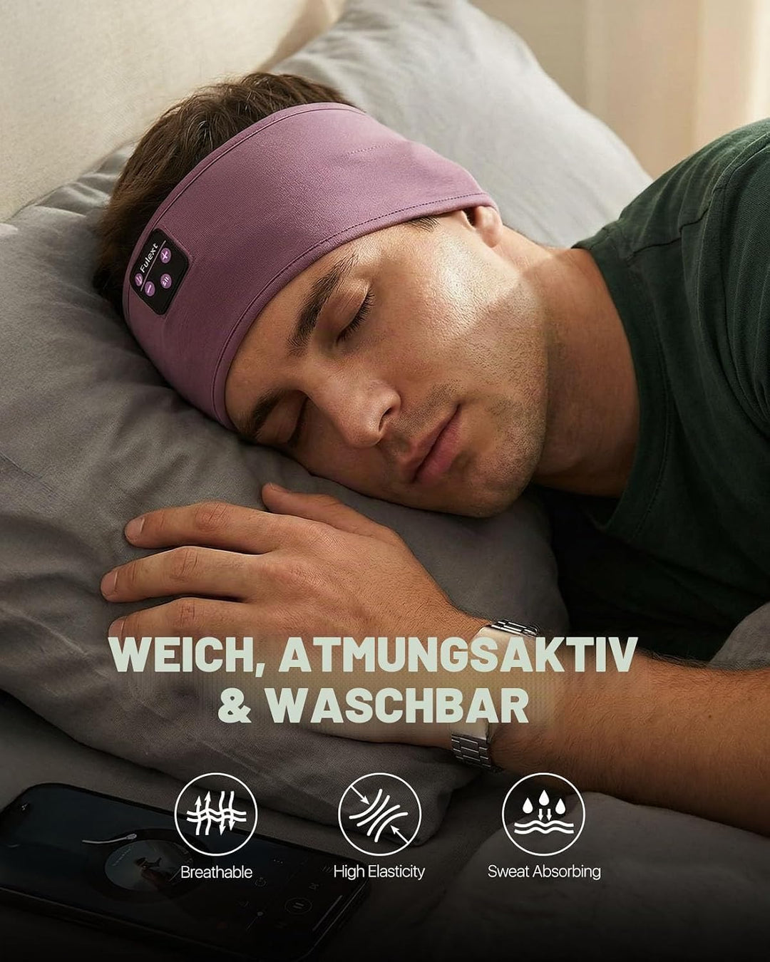 Schlaf Kopfhörer Ohrstöpsel, Kabellos Sport Stirnband Kopfhörer mit HD Stereo Lautsprecher für Sport