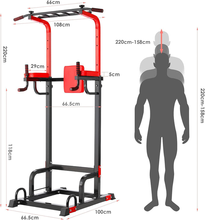 Power Tower Dip Station Klimmzugstange für Heim-Fitness-Studio Krafttraining Workout-Ausrüstung, höh