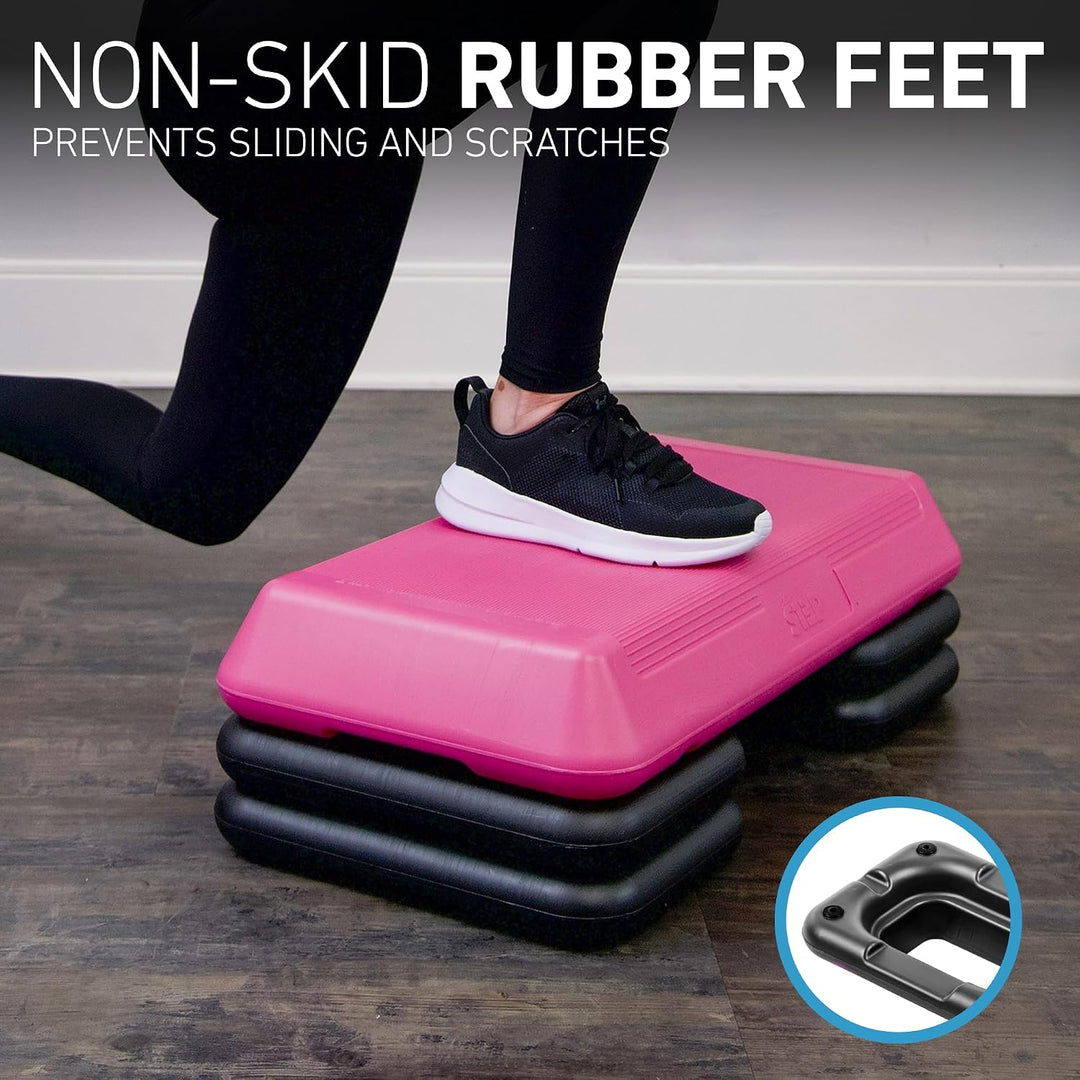 The Step Aerobic-Plattform, Renngrösse, Aerobic-Plattform, grau und original Schwarze Lifts 4 Abstan