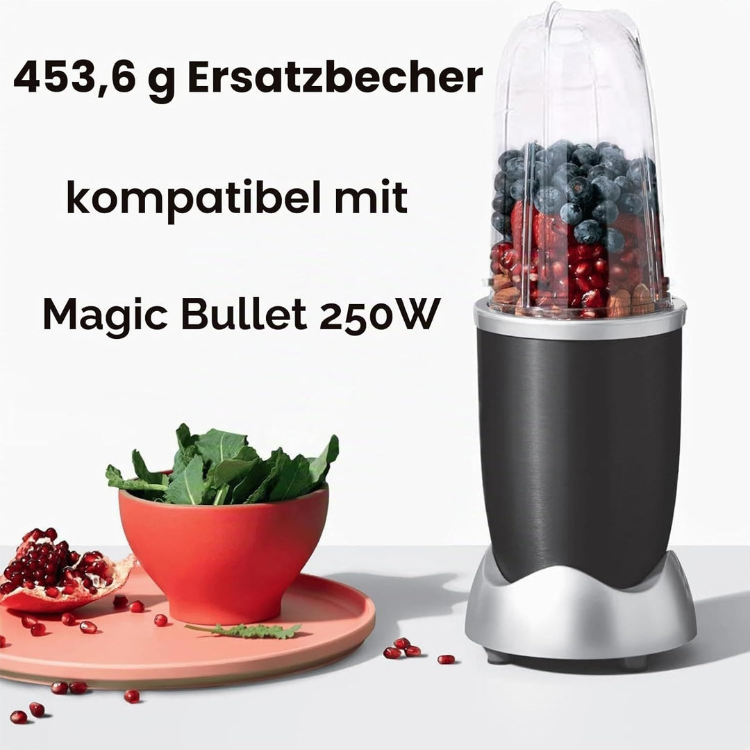 Ersatzbecher für Magic Bullet 250 W, 3 Stück 16 oz Ersatz-Tassenbecher mit Deckel Kompatibel mit Mag