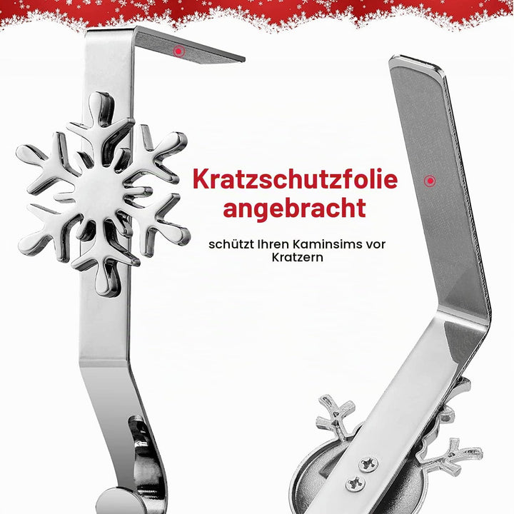 KAHEIGN 5Pcs Weihnachtsstrumpf Halter Metall Kamin Haken - Weihnachtsstrumpf Aufhänger Haken für Wei