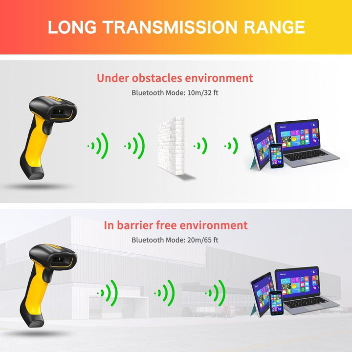 NETUM Industrieller Barcode Scanner 2D QR Bluetooth Mit Dock, Kabelloser 1D/2D Scanner, 2600mAh Akku