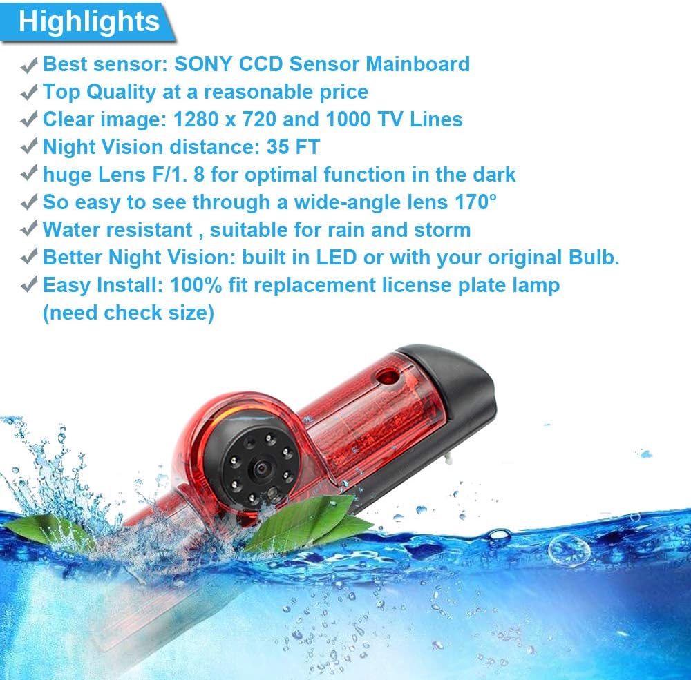 Rückfahrkamera Transportster+7 Zoll TFT LCD Bildschirm Auto Monitor im 3.Bremslicht Bremsleuchte Pas