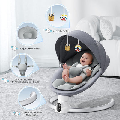 Kotsy Babywippe Elektrisch mit Anpassung der APP-Steuerung,Babyschaukel elektrisch mit 5 Natürlichen