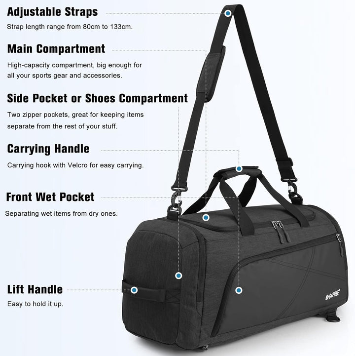 G4Free 45 l/60 l 3-Wege-Reise-Rucksack, grosses Gepäck, Sporttasche mit Nassfach und Schuhfach für R