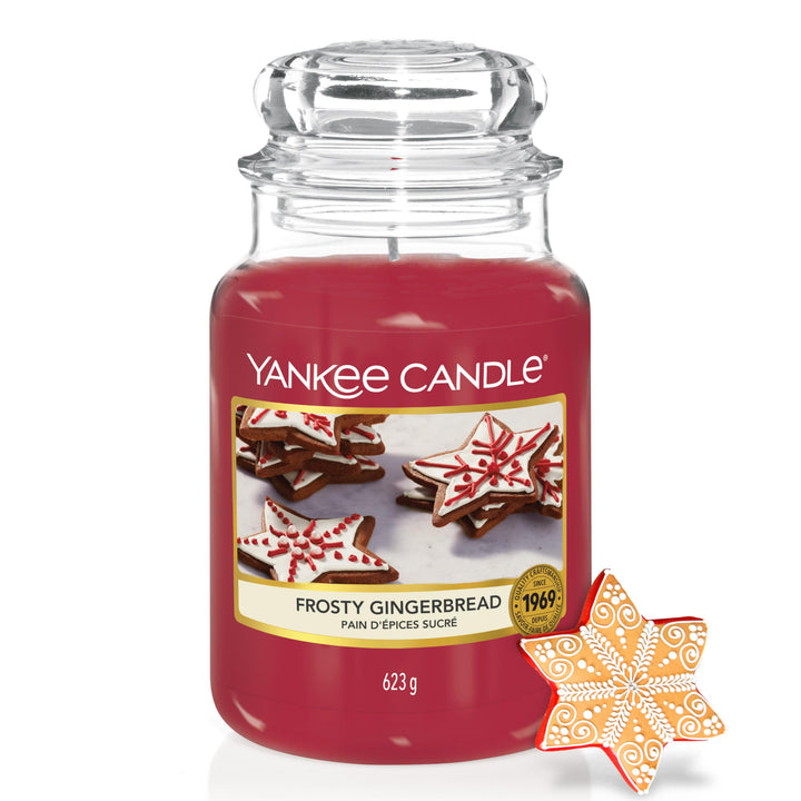 Yankee Candle Duftkerze im Glas (gross) | Frosty Gingerbread | Brenndauer bis zu 150 Stunden, Frosty