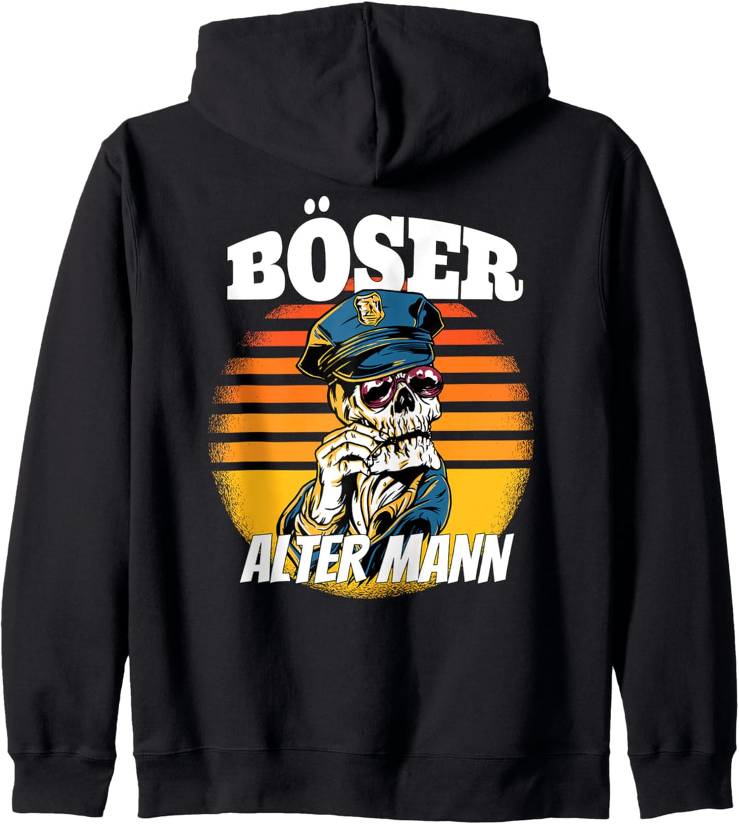 Retro Böser alter Mann als Totenkopf Schädel Skull Polizei Kapuzenjacke