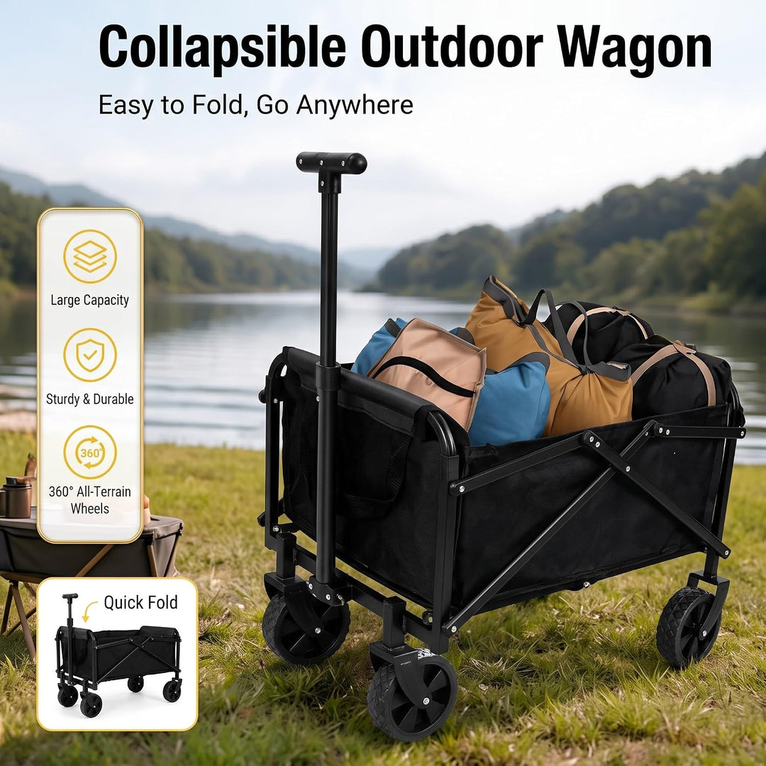 SOONHUA Bollerwagen Faltbar, Gartenwagen Klappbar mit Griff | Platzsparend faltbar für Auto und Zuha