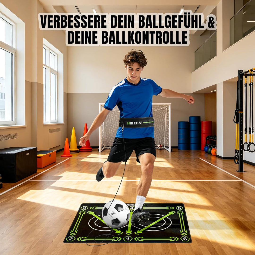 Hikeen Kicktrainer mit Fussball und geräuschlose Fussbalmatte zum verbessert Geschwindigkeit, Kraft