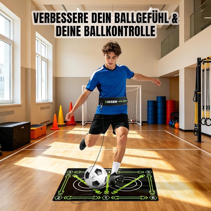 Hikeen Kicktrainer mit Fussball und geräuschlose Fussbalmatte zum verbessert Geschwindigkeit, Kraft