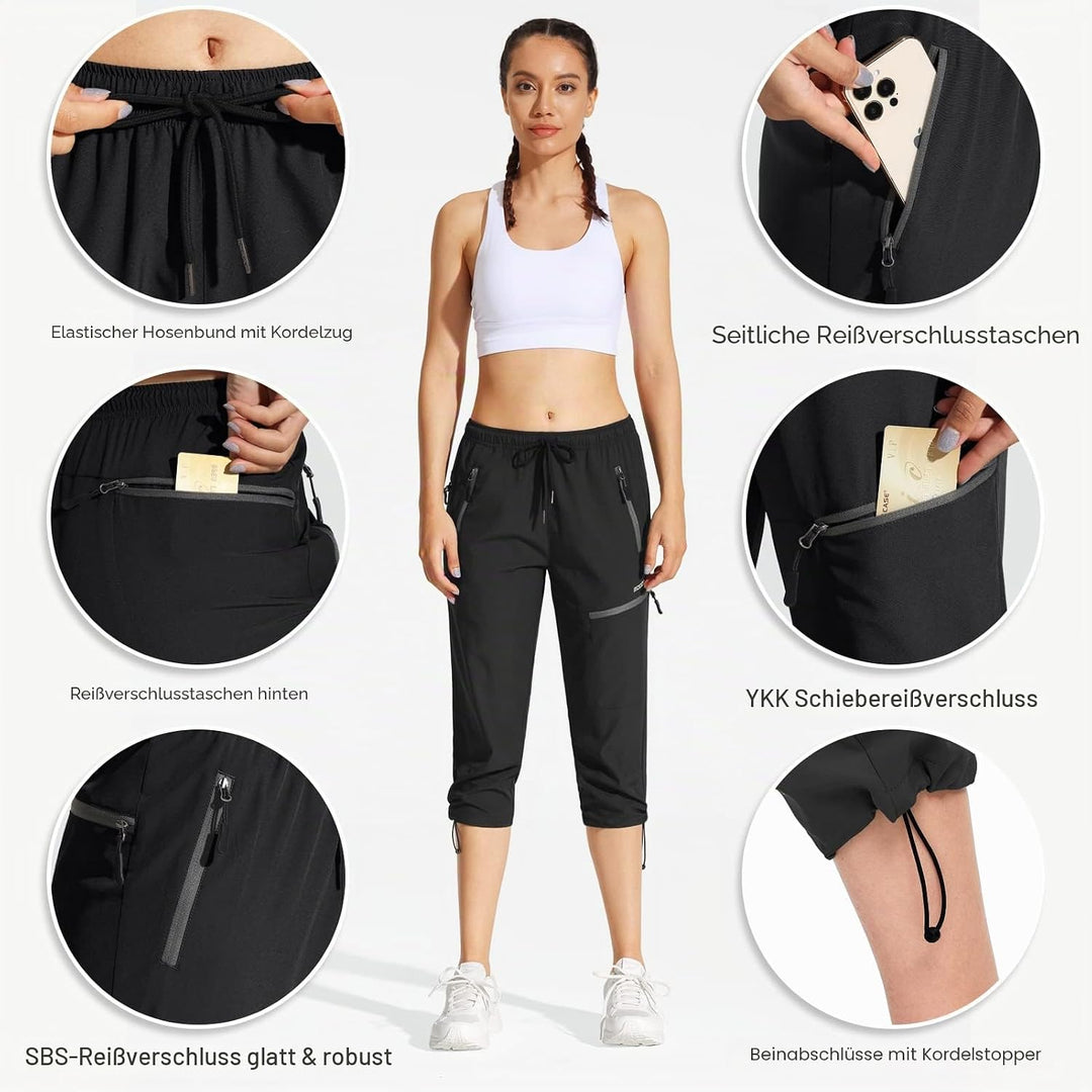 MOCOLY Damen Wanderhose Cargohose Wasserdicht Elastische Outdoorhose Cargo Jogginghose Trekkinghose
