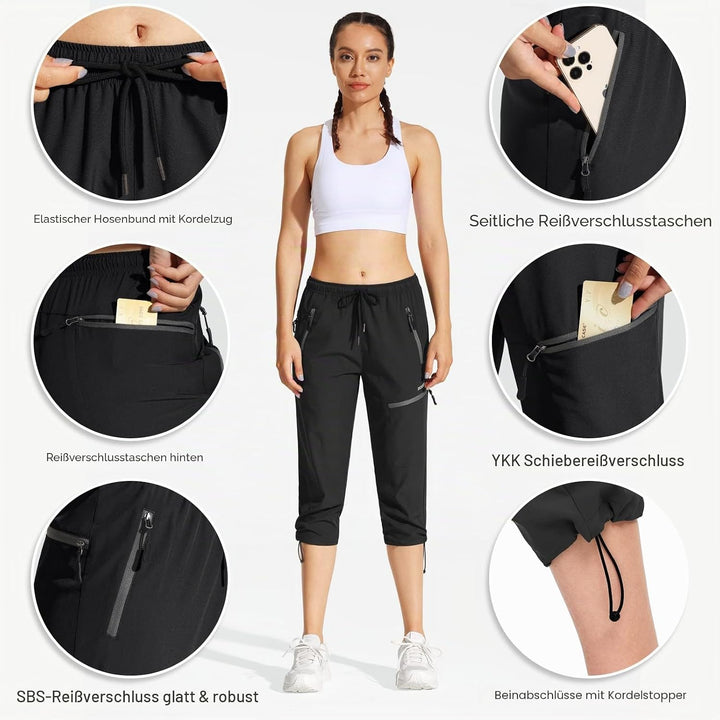 MOCOLY Damen Wanderhose Cargohose Wasserdicht Elastische Outdoorhose Cargo Jogginghose Trekkinghose