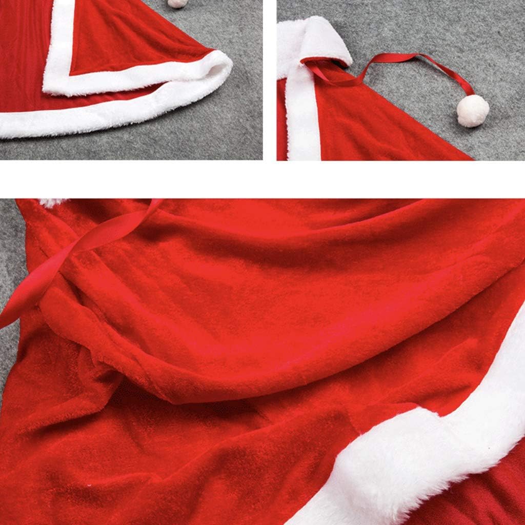 DAKIFENEY Weihnachtsumhang für Damen und Mädchen, dicker Samt, warm, rot, kurzer Weihnachtsmantel, f