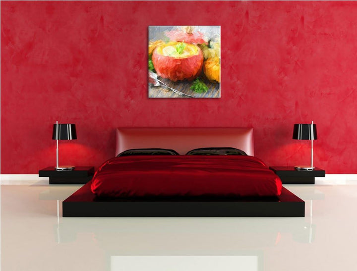 Gourmet Kürbissuppe, Format: 70x70 als Leinwandbild, tolle Bilder fertig auf Holzrahmen gespannt, Ku