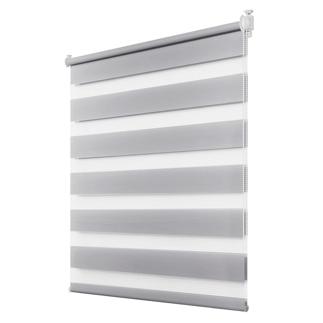 Deswell Doppelrollo Klemmfix ohne Bohren Grau B85 x H110 cm (Stoffbreite 81cm) Rollos für Fenster oh