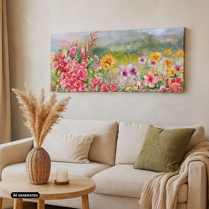 Wandbilder Dekoration Wohnzimmer blume sommer natur Panorama Bilder auf Leinwand 120x50cm Leinwandbi