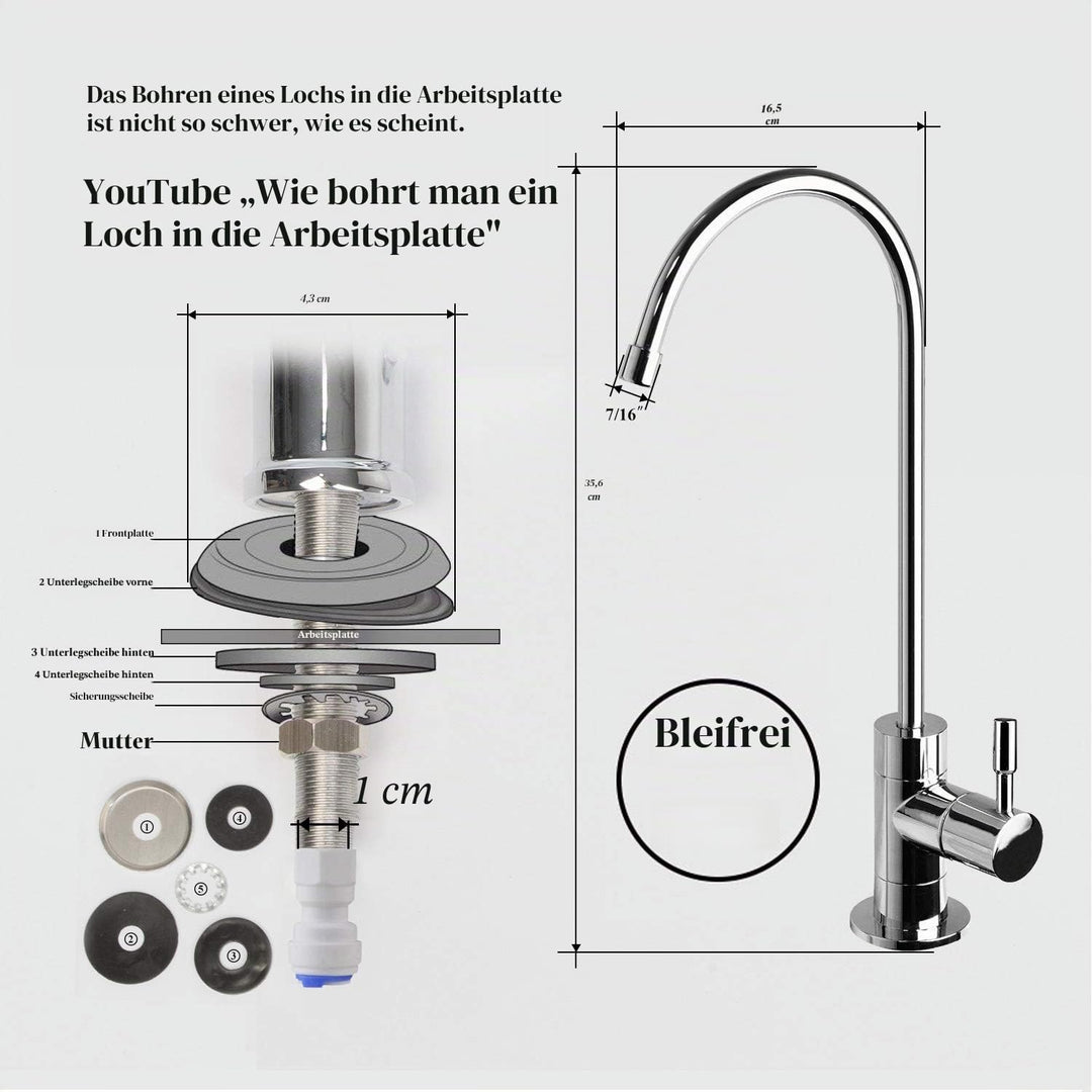 Geekpure 6-Stufiges Umkehrosmose-Trinkwasserfiltersystem mit DI-Filter TDS bis 0-75GPD
