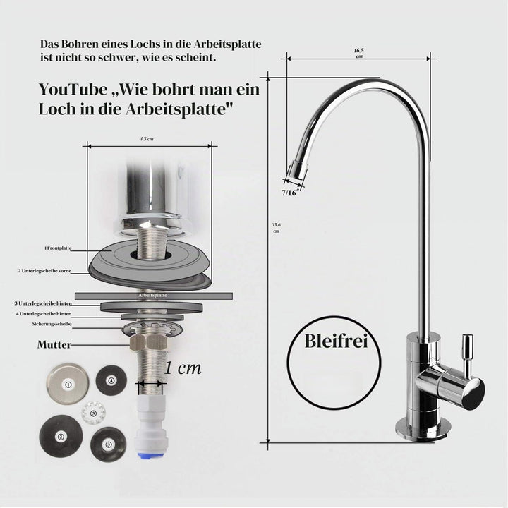 Geekpure 6-Stufiges Umkehrosmose-Trinkwasserfiltersystem mit DI-Filter TDS bis 0-75GPD