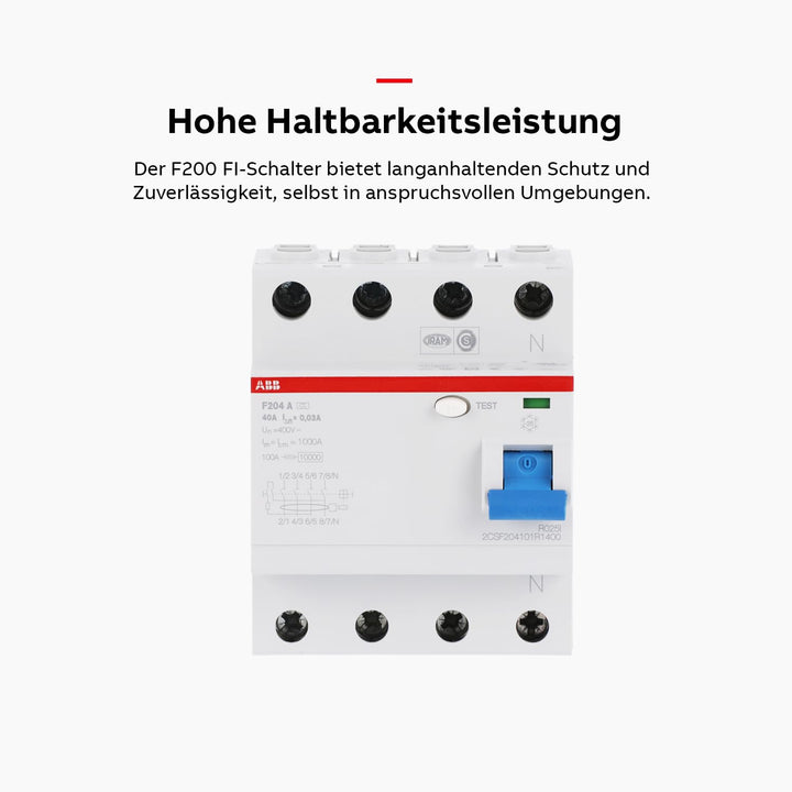ABB F200 RCCB, 4-polig, 40A, 30mA Typ A CE 400V ac Single, Single