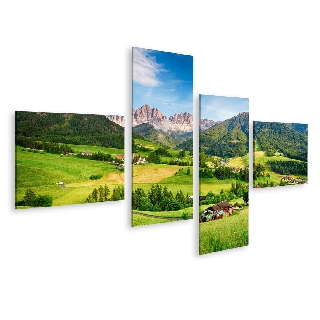 Bild Bilder auf Leinwand Dolomiten Alpen Berg Val di Funes Wandbild, Poster, Leinwandbild PRS 150x80