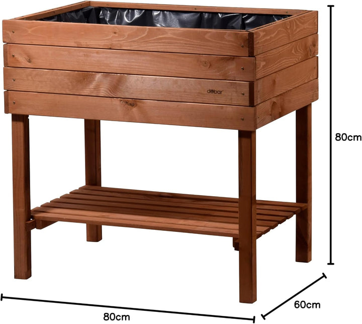dobar® 58270e breites Hochbeet Kubus Massiv-Holz mit Ablageboden | Salatbeet Bausatz für Gemüse | Er