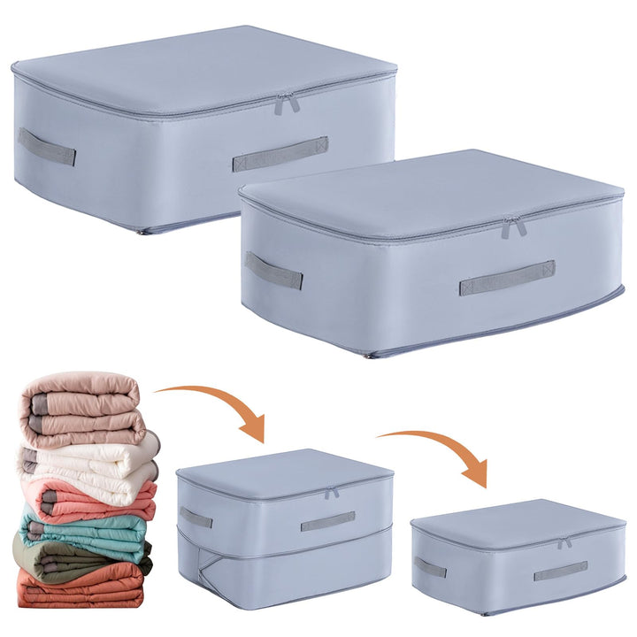 2 Stück Ultra Platzsparender Selbstkomprimierender Organizer, Aufbewahrungstasche für Bettdecken, Gr
