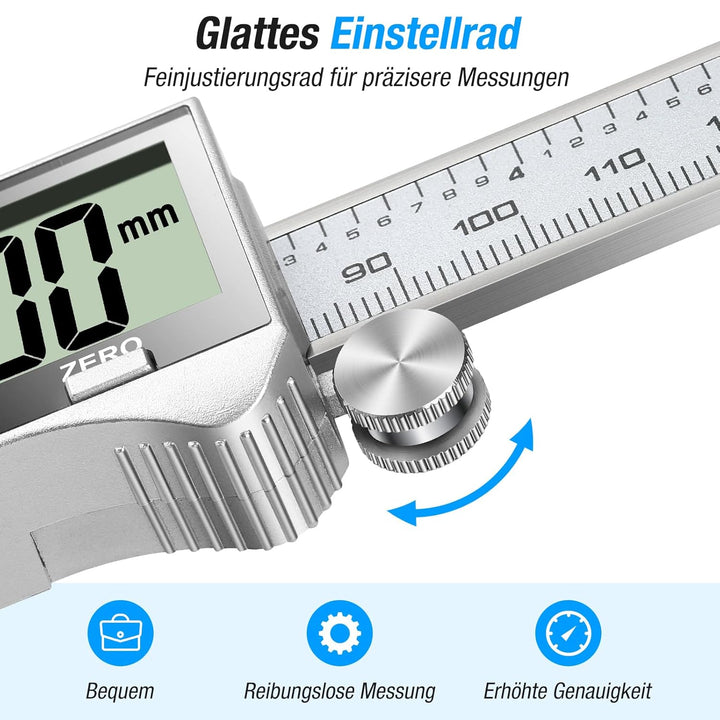 Ueznirn Messschieber Digital mit Grossem LCD-Bildschirm, Schieblehre Digital mit Spritzwasserschutz