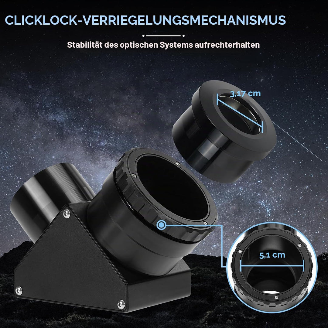 Svbony SV223 Diagonalspiegel, 2" 90° Stern Zenitspiegel mit 1,25" Adapter und Kohlefasermaterial, 99