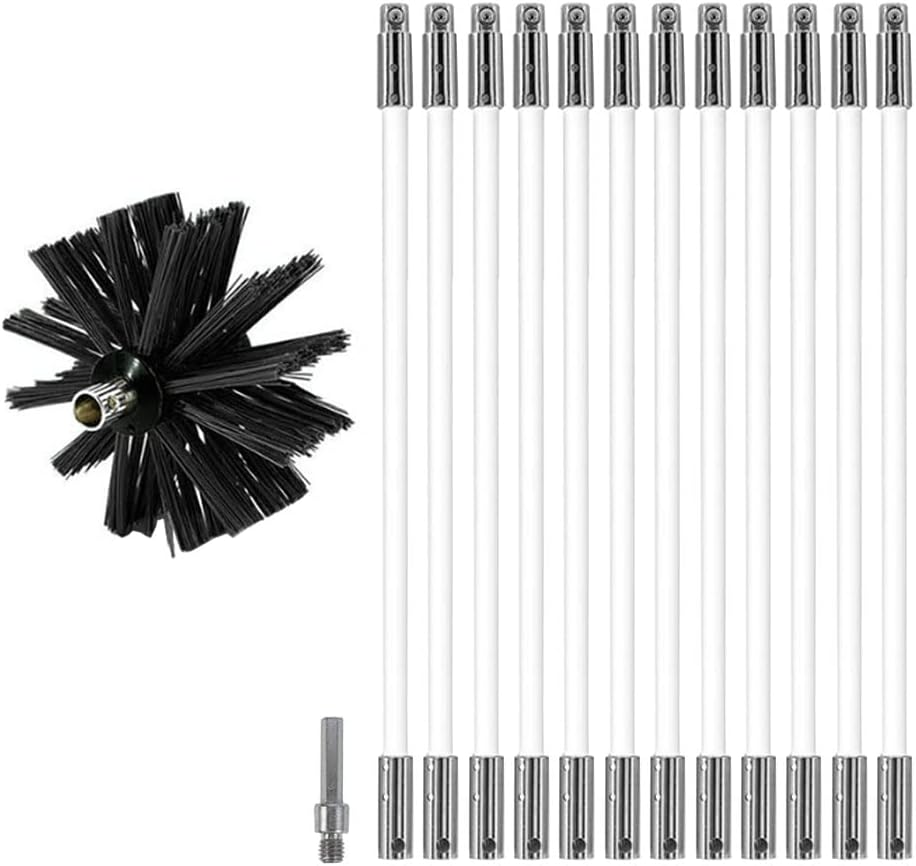MOCNT Kaminbürste Stange Set Ofenrohrbürste Reinigungsbürste Schornsteinbürste Schornsteinfegerbesen