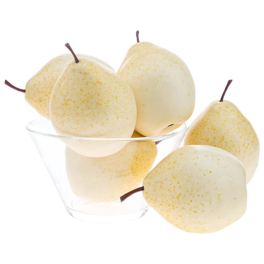 6pcs künstliche weisse Birne Dekoration gefälschte Frucht Birnen lebendige realistische Kunststoff L