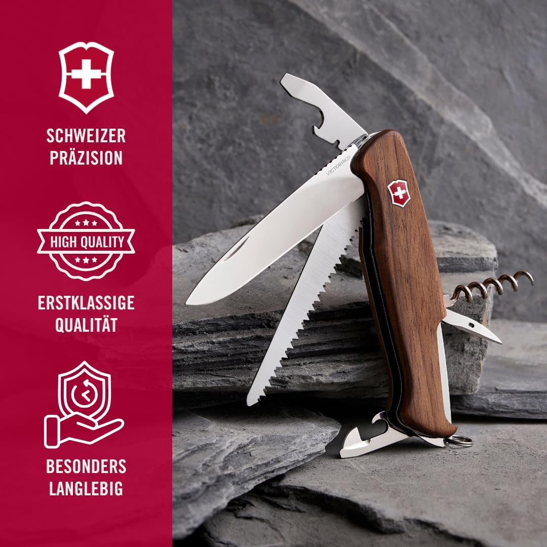 Victorinox Schweizer Taschenmesser gross, Ranger 55, Swiss Army Knife, Multitool, 10 Funktionen, Fes