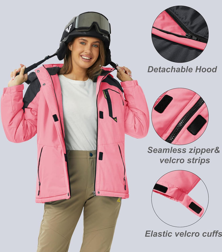 MAGCOMSEN Winterjacke Damen Softshell Funktionsjacke Wasserabweisende Outdoor Ski Jacke Fleece Windd