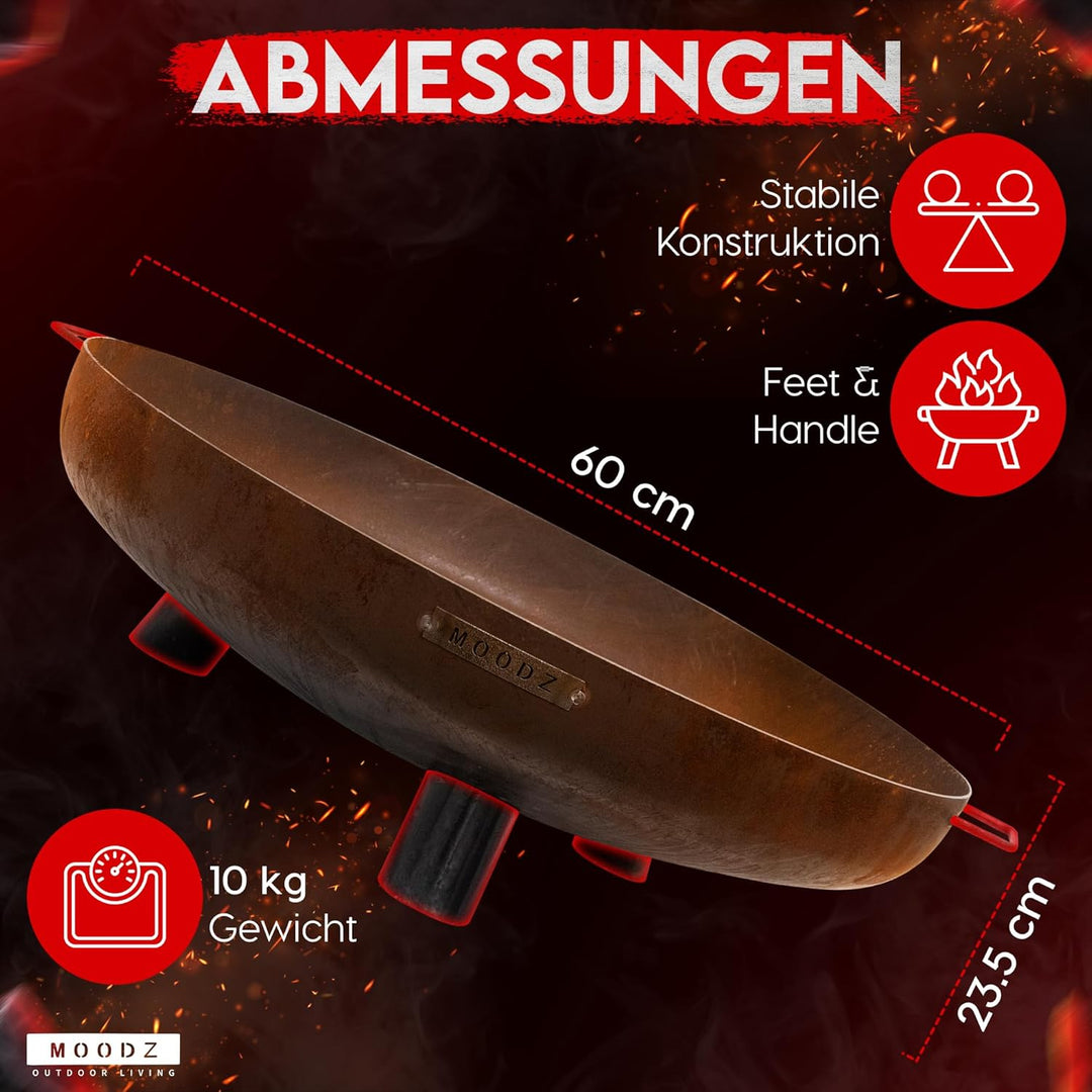 Moodz Feuerschale 60cm - Feuerschalen für den Garten - Feuerstelle Outdoor & Feuertonne - Feuerschal
